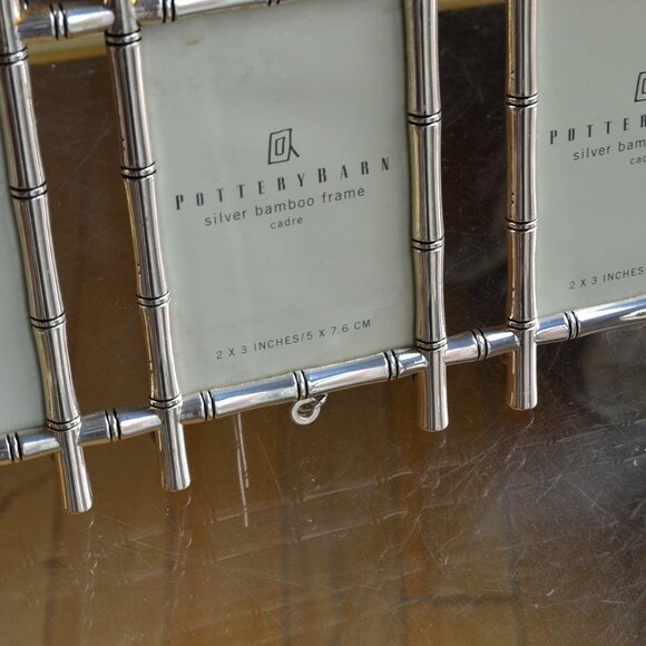 POTTERY BARN Metal Silver Bamboo Style Triple Frame - Picture 8 of 8